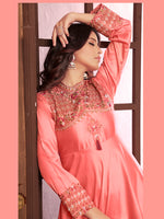Thumbnail for Monjolika Fashion Light Pink Triva Silk Embroidered Wedding Wear Gown