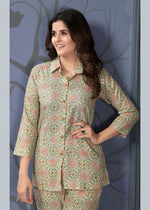 Thumbnail for Monjolika Fashion Beige Rayon Printed Casual Wear Co Ord Set