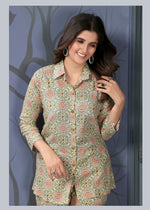 Thumbnail for Monjolika Fashion Beige Rayon Printed Casual Wear Co Ord Set