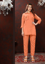Thumbnail for Monjolika Fashion Peach Maaza Cotton With Hand Work Trendy Co Ord Set