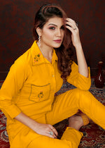 Thumbnail for Monjolika Fashion Yellow Maaza Cotton With Hand Work Trendy Co Ord Set