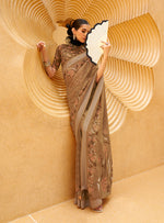 Thumbnail for Monjolika Fashion Printed Georgette Classic Saree In Brown