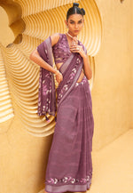 Thumbnail for Monjolika Fashion Printed Georgette Classic Saree In Purple