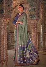 Thumbnail for Monjolika Fashion Green Printed Viscose Silk Designer Traditional Saree
