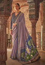 Thumbnail for Monjolika Fashion Mauve Printed Viscose Silk Designer Traditional Saree