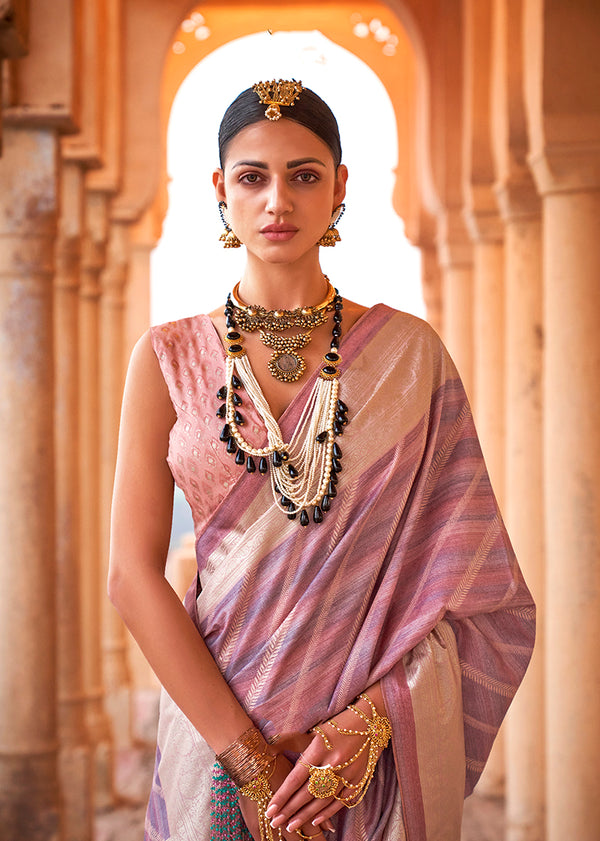 Monjolika Fashion Viscose Lilac Foil Print Contemporary Saree