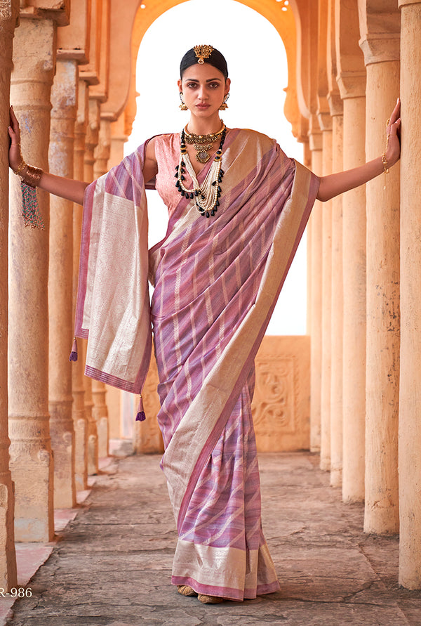 Monjolika Fashion Viscose Lilac Foil Print Contemporary Saree