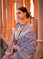 Thumbnail for Monjolika Fashion Viscose Light Purple Foil Print Contemporary Saree