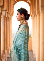 Thumbnail for Monjolika Fashion Viscose Turquoise Foil Print Contemporary Saree