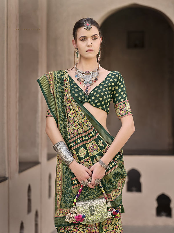 Monjolika Fashion Silk Patola Print Multi Colour Traditional Saree