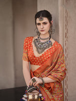 Thumbnail for Monjolika Fashion Silk Patola Print Orange Traditional Saree