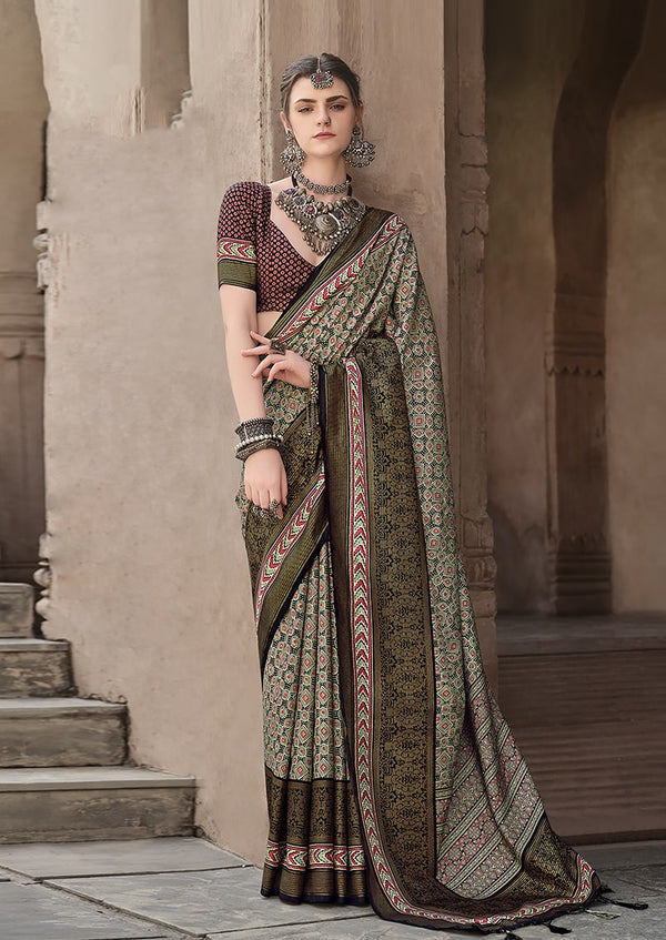 Monjolika Fashion Silk Patola Print Multi Colour Traditional Saree