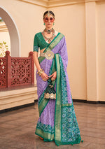 Thumbnail for Monjolika Fashion Patola Silk Lavender And Green Patola Print Classic Saree