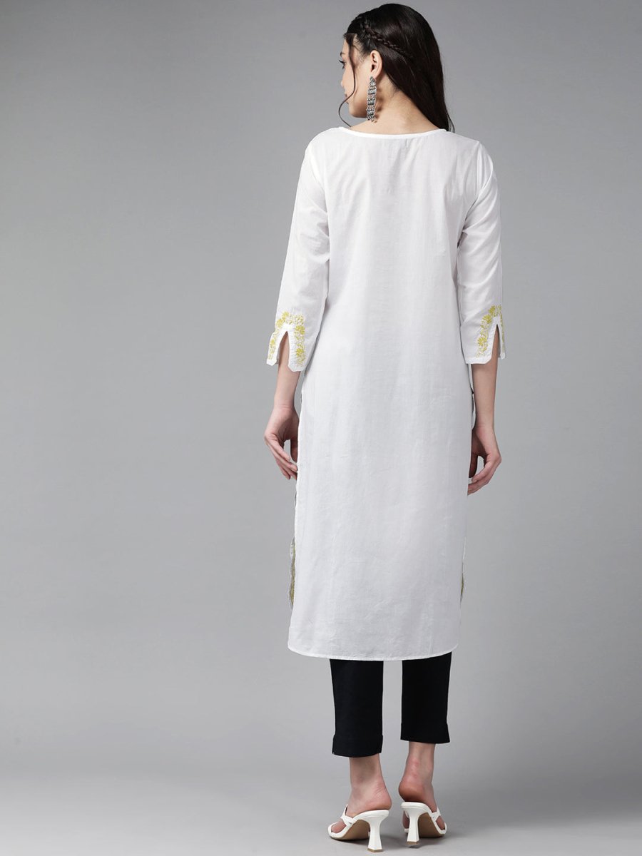 ADA Floral Embroidered Chikankari Kurta - Distacart