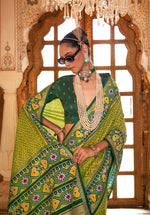 Thumbnail for Monjolika Fashion Light Olive Green Patola Print Festival Contemporary Saree