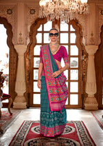 Thumbnail for Monjolika Fashion Teal Patola Print Festival Contemporary Saree