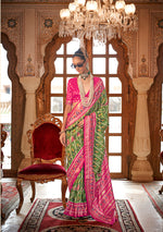 Thumbnail for Monjolika Fashion Light Green Patola Print Festival Contemporary Saree