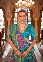 Thumbnail for Monjolika Fashion Violet Patola Print Festival Contemporary Saree