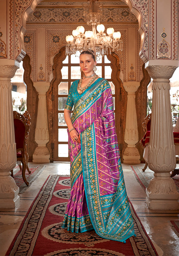 Monjolika Fashion Violet Patola Print Festival Contemporary Saree