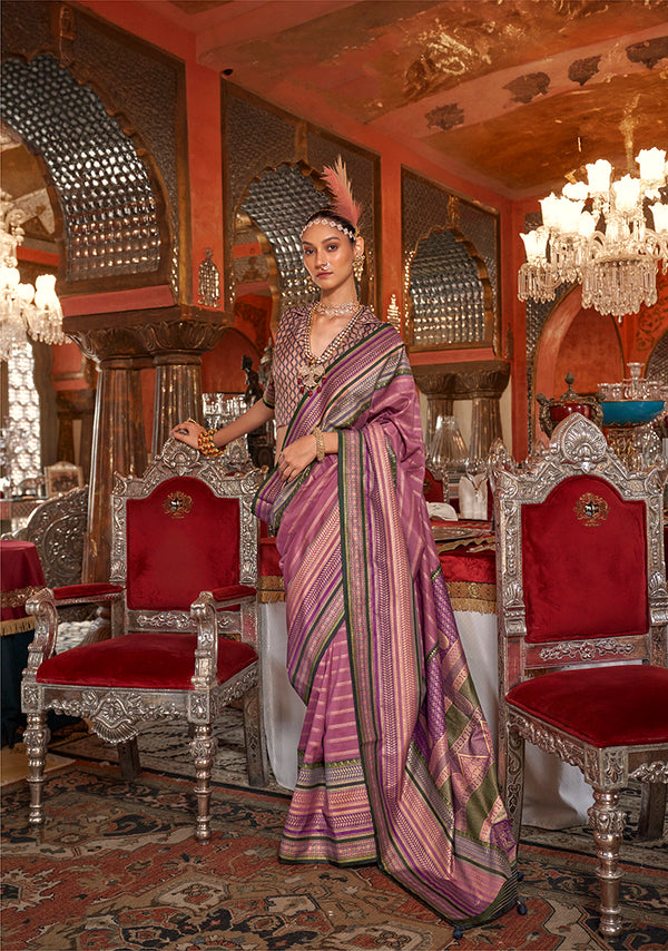 Monjolika Fashion Silk Weaving Zari Onion Pink Traditional Saree