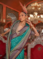 Thumbnail for Monjolika Fashion Silk Weaving Zari Turquoise Traditional Saree