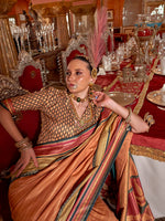 Thumbnail for Monjolika Fashion Silk Weaving Zari Orange Traditional Saree