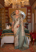 Thumbnail for Monjolika Fashion Tussar Silk Digital Print Zari Border Grey Contemporary Saree