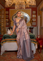 Thumbnail for Monjolika Fashion Tussar Silk Digital Print Zari Border Purple Contemporary Saree