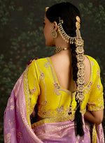 Thumbnail for Monjolika Fashion Sequins Embroidered Border Work Dola Silk Lilac Reception Classic Saree