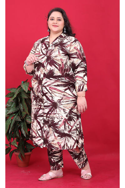 Monjolika Fashion Maroon Colour Rayon Floral Print Classic Co-Ord Set