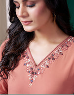 Thumbnail for Monjolika Fashion Peach Maaza Cotton Hand Work With Pocket Casual Kurti