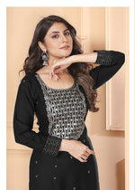 Thumbnail for Monjolika Fashion Black Premium Rayon Heavy Sequence Embroidery Kurtis Pant Pair