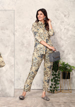 Thumbnail for Monjolika Fashion Cream Premium Rayon Floral Printed Co Ord Set