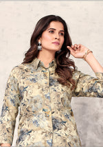 Thumbnail for Monjolika Fashion Cream Premium Rayon Floral Printed Co Ord Set