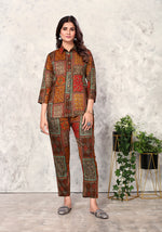 Thumbnail for Monjolika Fashion Brown Premium Rayon Floral Printed Co Ord Set