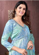 Thumbnail for Monjolika Fashion Light Blue Rayon Printed Festival Wear Afghani Suit