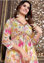 Thumbnail for Monjolika Fashion Yellow Rayon Printed Festival Wear Afghani Suit