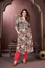 Thumbnail for Monjolika Fashion Red Rayon Printed Festival Wear Afghani Suit