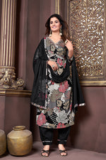 Thumbnail for Monjolika Fashion Black Rayon Printed Festival Wear Afghani Suit