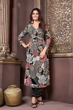 Thumbnail for Monjolika Fashion Black Rayon Printed Festival Wear Afghani Suit