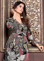 Thumbnail for Monjolika Fashion Black Rayon Printed Festival Wear Afghani Suit