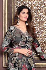 Thumbnail for Monjolika Fashion Black Rayon Printed Festival Wear Afghani Suit