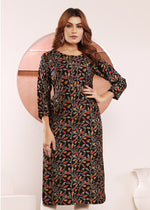 Thumbnail for Monjolika Fashion Black Viscose Maslin Print With Pocket Stylish Kurti