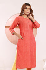 Thumbnail for Monjolika Fashion Red Viscose Maslin Print With Pocket Stylish Kurti