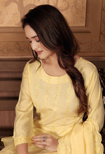 Thumbnail for Monjolika Fashion Light Yellow Chanderi With Heavy Sequence Embroidery Classic Suit