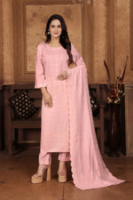 Thumbnail for Monjolika Fashion Light Pink Chanderi With Heavy Sequence Embroidery Classic Suit