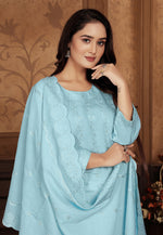 Thumbnail for Monjolika Fashion Light Blue Chanderi With Heavy Sequence Embroidery Classic Suit