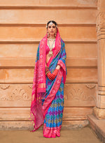 Thumbnail for Monjolika Fashion Blue Patola Print Silk Ceremonial Trendy Saree