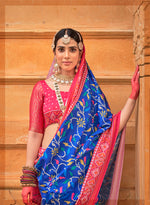 Thumbnail for Monjolika Fashion Blue Patola Print Silk Ceremonial Trendy Saree