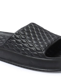 Thumbnail for Roadster The Lifestyle Co. Men Black Textured Lightweight Slider Flip Flops